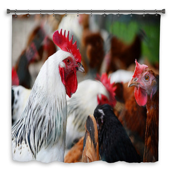 Chickens On Traditional Free Custom Size Shower Curtain