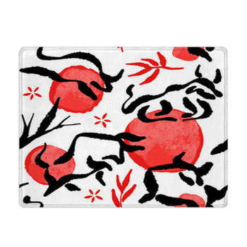 Chinese New Year Ox Seamless Pattern Ink Animal Bath Mat