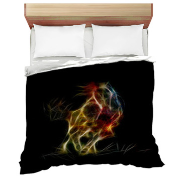 Color Horse And Fractal Effect Black Comforter