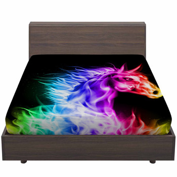 Colorful Fire Horse Bed Sheet