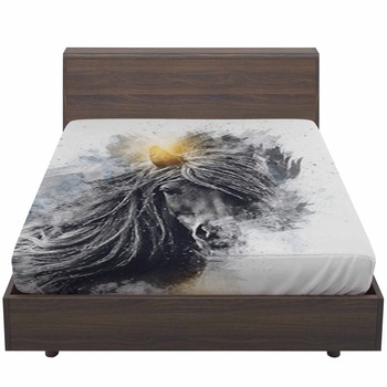 Colorful Horse Art Illustration Grunge Bed Sheet