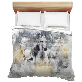 Colorful Horse Art Illustration Grunge Duvet Cover