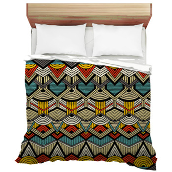 Colorful Vector Pattern In Tribal Style Duvet Cover