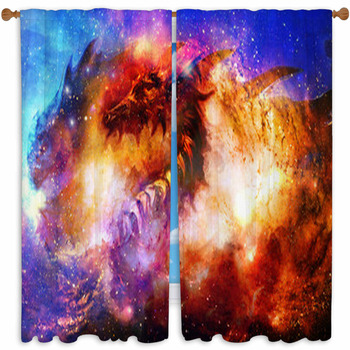 Cosmic Dragon In Space Cosmic  Custom Size Window Curtain