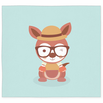 Cool cartoon kangaroo animal mat