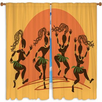 Dancing African Aborigine Custom Size Window Curtain