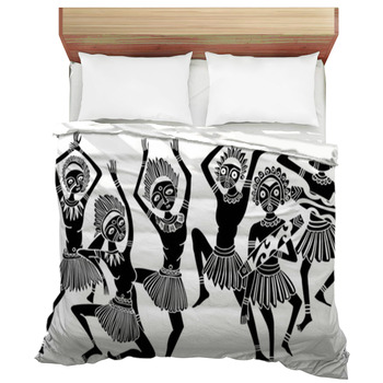 Dancing Wild African Native People With Duvet Cover