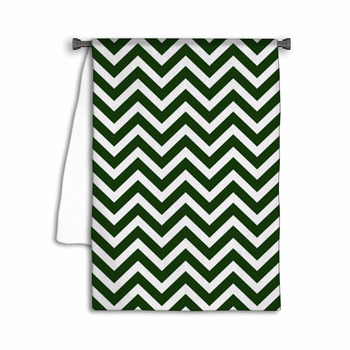 Dark Green And White Zigzag Textured Fabric Towel