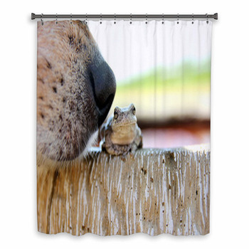 Dog Nose Sniffing Tree Frog Custom Size Shower Curtain