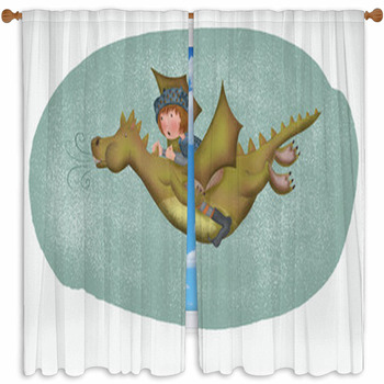 Dragon And Knight Custom Size Window Curtain