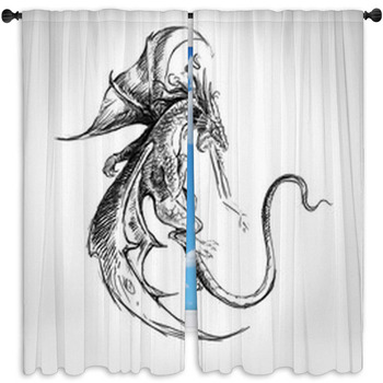 Dragon Handmade Tattoo Drawing Window Curtain