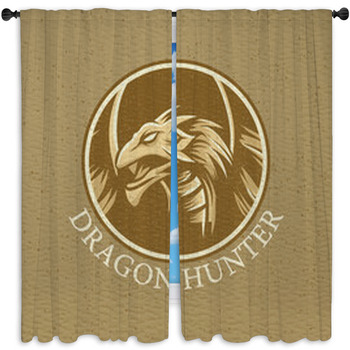 Dragon Hunter Illustration For Tshirt Window Curtain