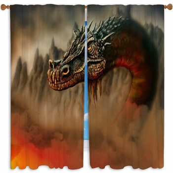 Dragon In The Fire Custom Size Window Curtain