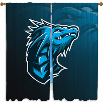 Dragon Mascot Vector Logo Custom Size Window Curtain