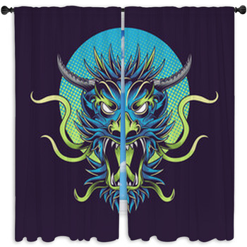 Dragon Scream Vector Illustration Window Curtain