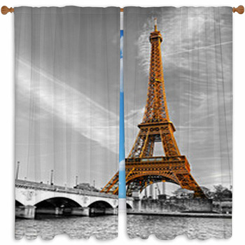 Eiffel Tower, Paris. Custom Size Window Curtain