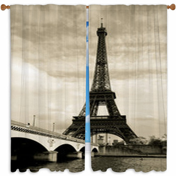 Eiffel Tower, Paris, France Custom Size Window Curtain