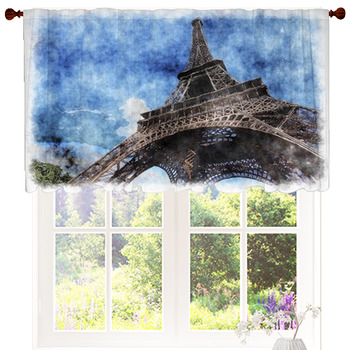 Eiffel Tower Watercolor Digital Custom Size Valance