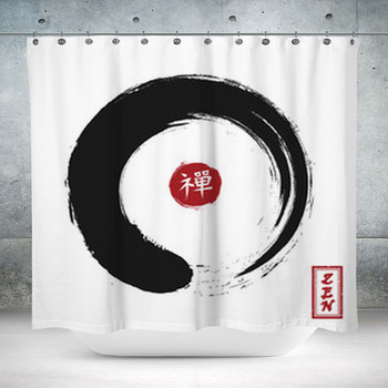 Enso Zen Circle Style Sumi E Custom Size Shower Curtain