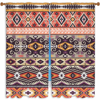 Ethnic Print Pattern Custom Size Window Curtain