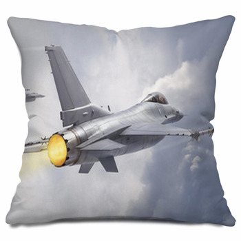 Front View Of Airplane Throw Pillow by Ga161076 