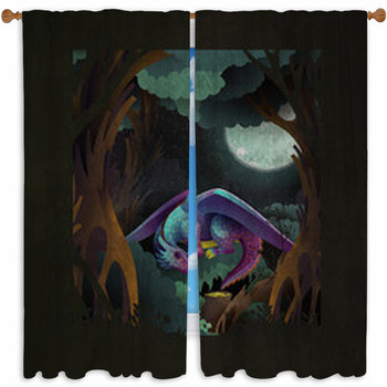 Fairytale Cover Illustration Custom Size Window Curtain