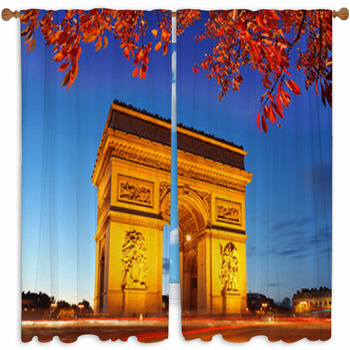 Famous Arc De Triomphe In Custom Size Window Curtain