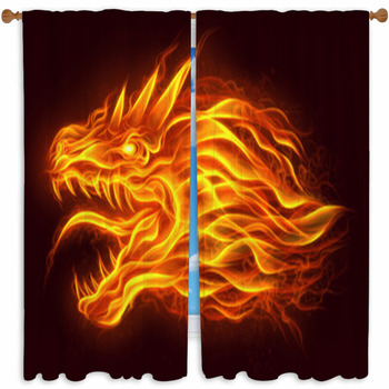 Fire Head Of Dragon Custom Size Window Curtain