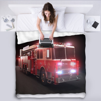 Frank + LuLu Ladder 23 Full Comforter Sham Set Fire truck store Fireman Theme