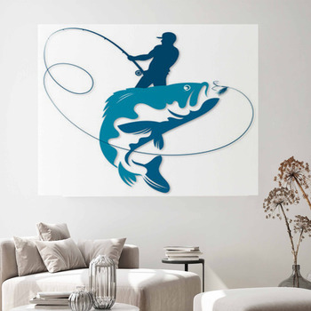 Fishing Decorative Vinyl Wall Sticker Fishing Rod Fisherman