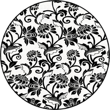 Black and white floral Area Rugs & Custom Size Floor Mats