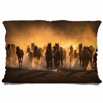 Free Horses Left To Nature At Sunset Pillow Case/Sham