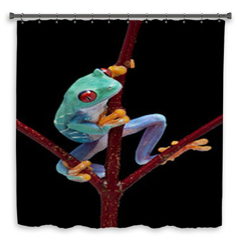 Frog Looking Around Red Vine Shower Curtain