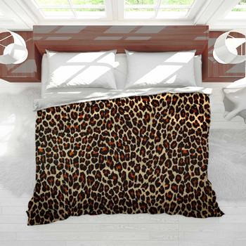 Leopard Print Bedding Set 2 People Double Bed Duvet Cover Animals Comf -  GBH - Linen