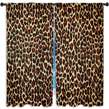 Fuzzy Leopard Print Background Window Curtain