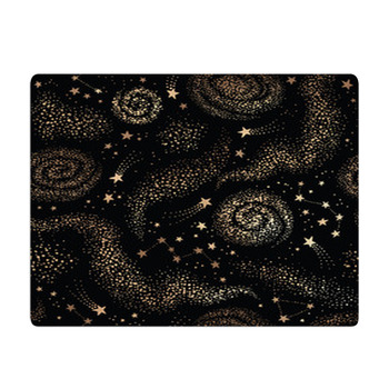 Galaxy Seamless Black Pattern With Gold Nebula Bath Mat