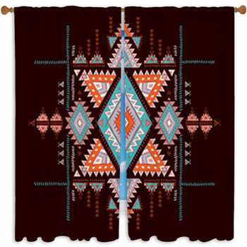 Geometric Aztec Pattern Custom Size Window Curtain