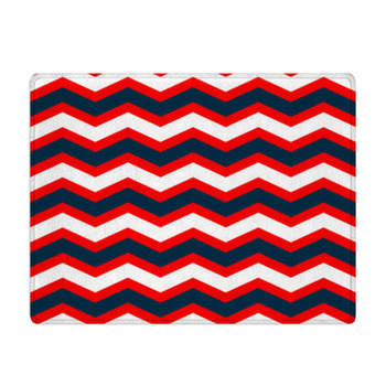 Geometric Chevron Seamless Pattern In Blue Red Bath Mat