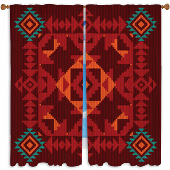 Geometric Ornament In Ethnic Custom Size Window Curtain