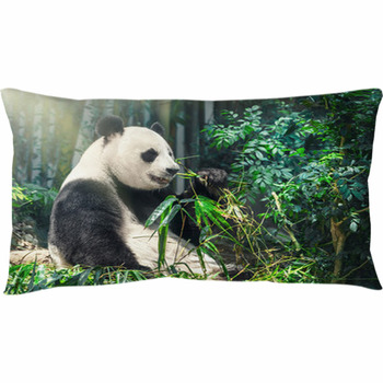 Giant Panda Eating Bamboo Throw Pillow
