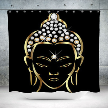 Gold Buddha Status Custom Size Shower Curtain