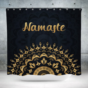 Golden And Black Ornament Custom Size Shower Curtain