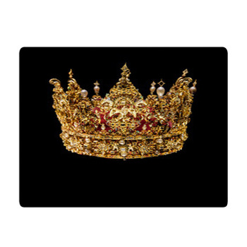 Golden Crown With Gems Isolated On Black Bath Mat