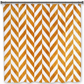 Golden Painted Stripes Custom Size Shower Curtain