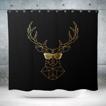 Golden Polygonal Deer In Custom Size Shower Curtain