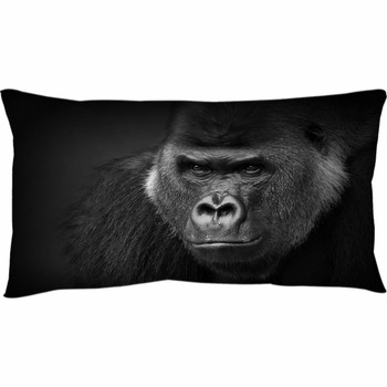 Gorilla male silverback great ape of Africa sitting in green jungle bushes  Throw Pillow