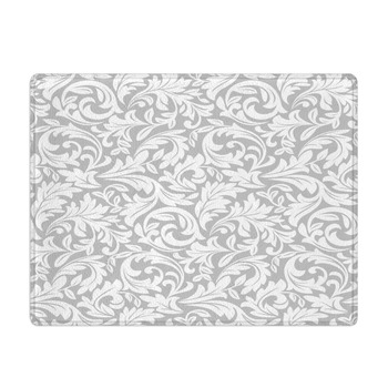 Baroque Pearl Grey Bath Mat, Modern Abstract Grey Pattern, Bath