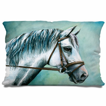 Gray Horse Watercolor Painted Pillow Case/Sham