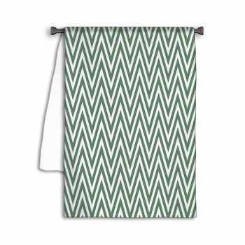 Green And White Zigzag Textured Fabric Repeat Towel