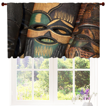 Hand Made African Wooden Mask Custom Size Valance